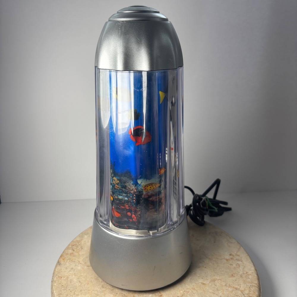 Vintage Rabbit Tanaka Tropical Fish Rotating Motion Lamp Night Light Silver 14"